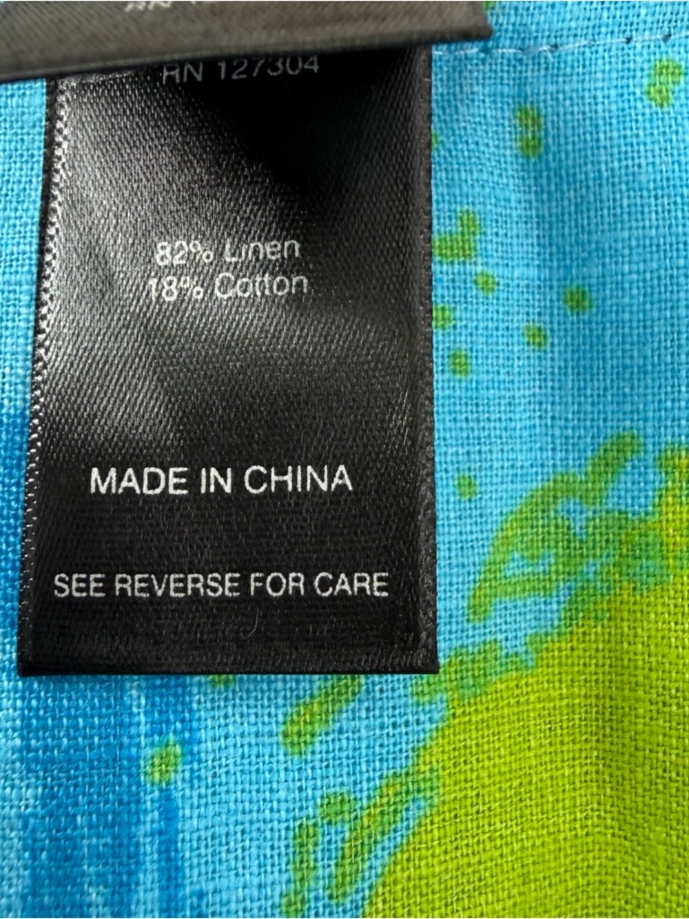 Ali Miles Linen Blend Blue Green Abstract Artsy Boxy 3/4 Sleeve Top 2X Lagenlook - Picture 3 of 5